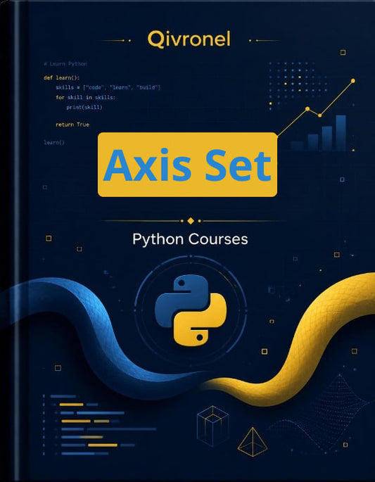 Book cover of 'Axis Set Python Courses' by Qivronel with Python logo on a dark background