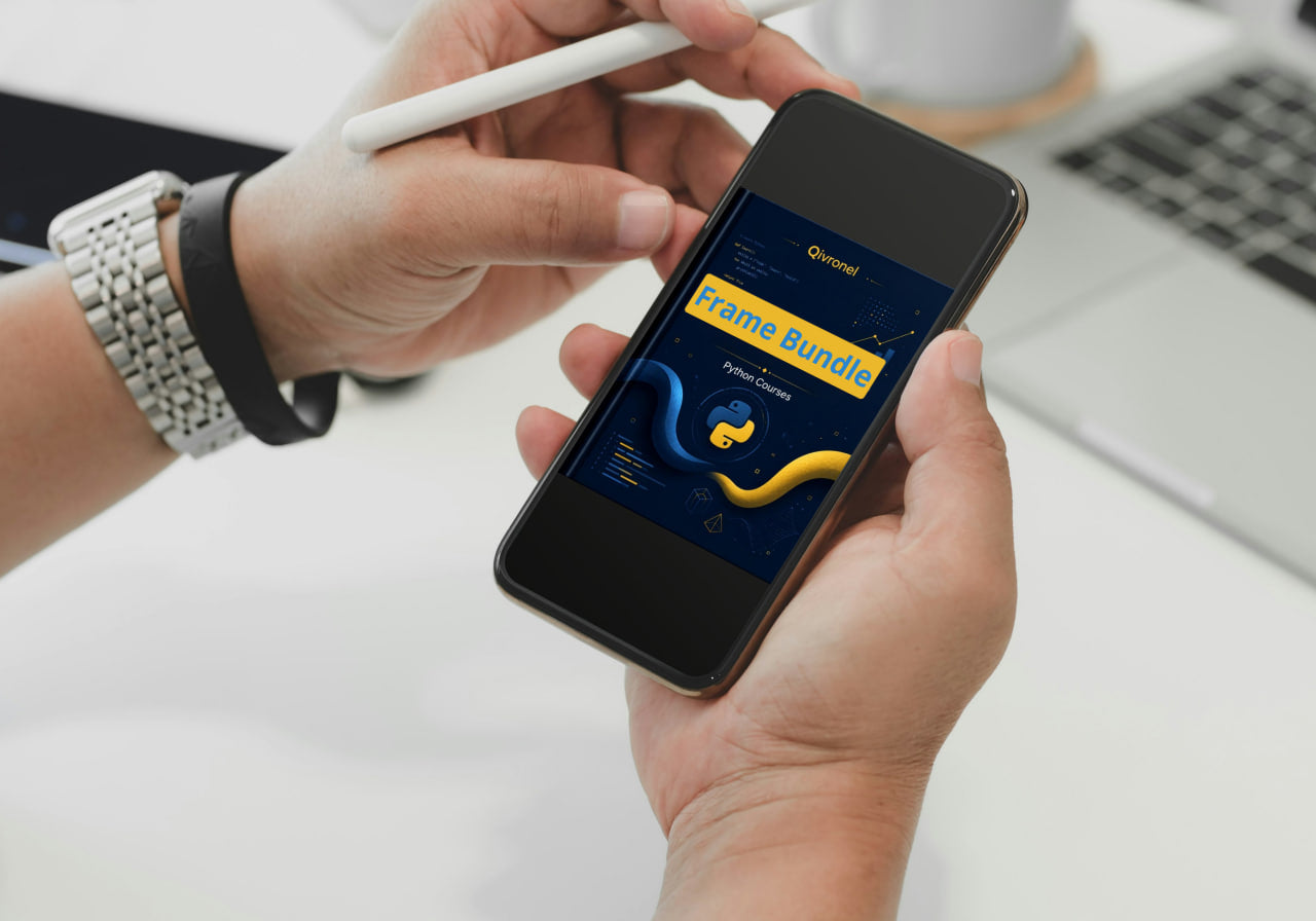 Person holding a smartphone with an app open, wearing a watch and using a stylus.
