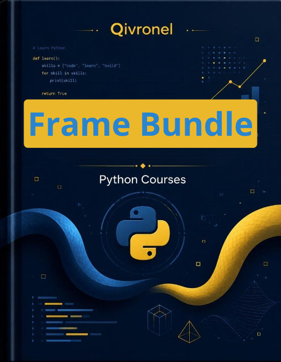Book cover of Qivronel Frame Bundle Python Courses with Python logo on a dark background