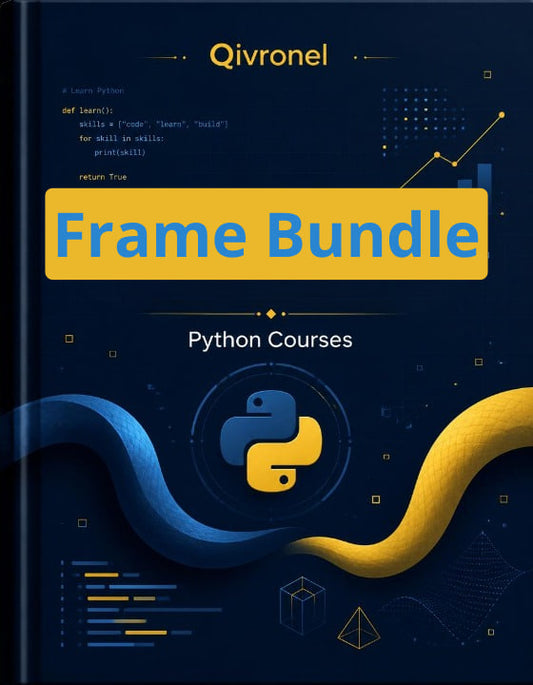 Book cover of Qivronel Frame Bundle Python Courses with Python logo on a dark background