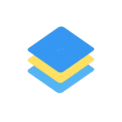 Blue and yellow square icon on a white background