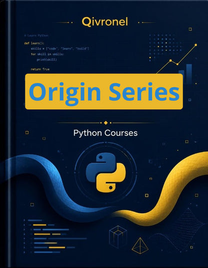Book cover of Qivronel Python Courses with blue and yellow design