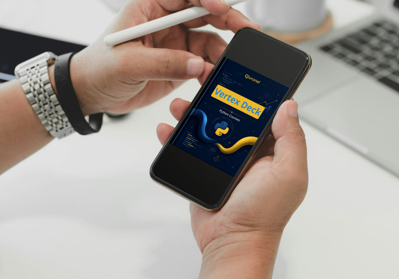 Person holding a smartphone with a product display app open, showing a Nexus Series product on a blurred office background.